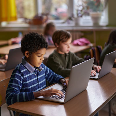 Boys on computer